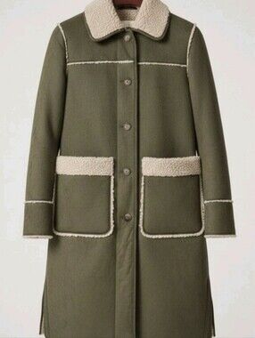 Michael Kors faux suede faux fur coat jacket olive green hazelnut New